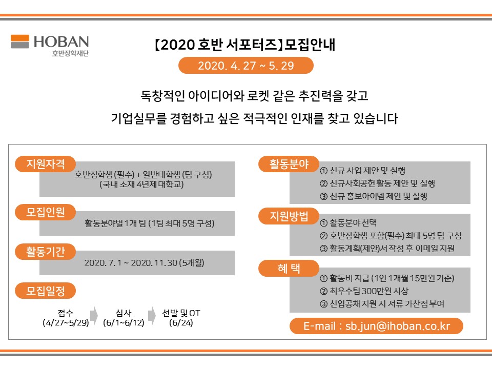 2020 호반 서포터즈 모집안내